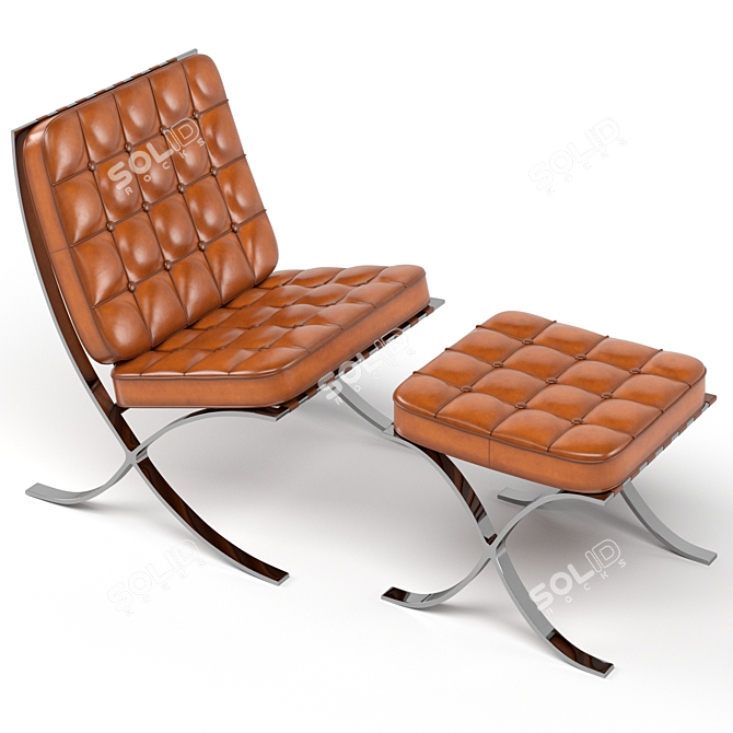 Barcelona Knoll Armchair: Relax in Style! 3D model image 2