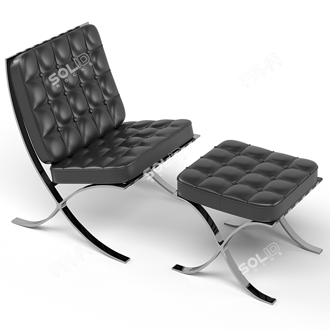 Barcelona Knoll Armchair: Relax in Style! 3D model image 4