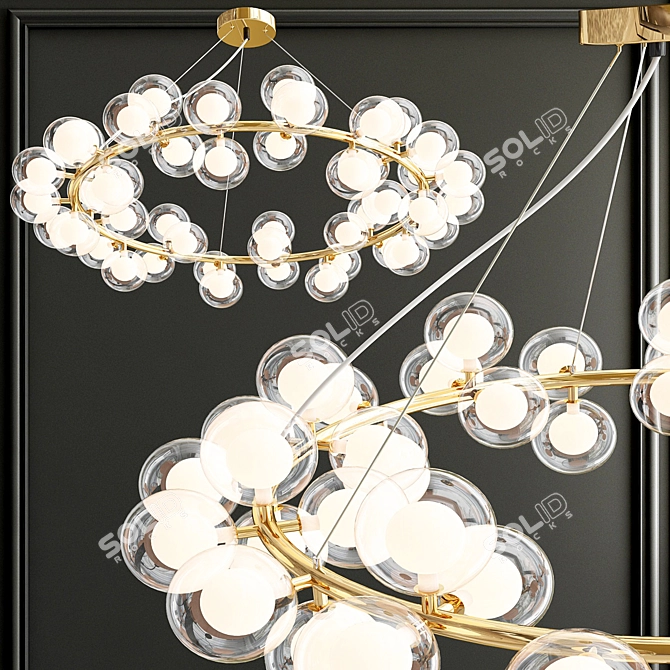 Golden Glass Pendant Light 3D model image 1