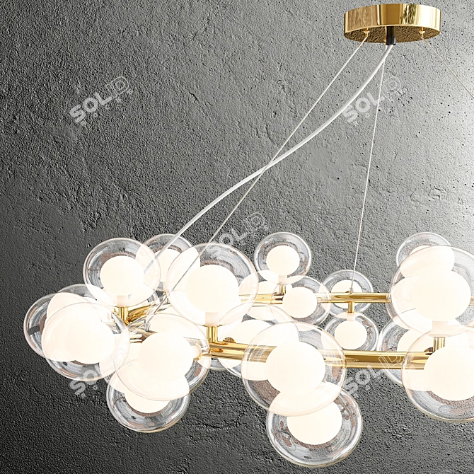 Golden Glass Pendant Light 3D model image 2