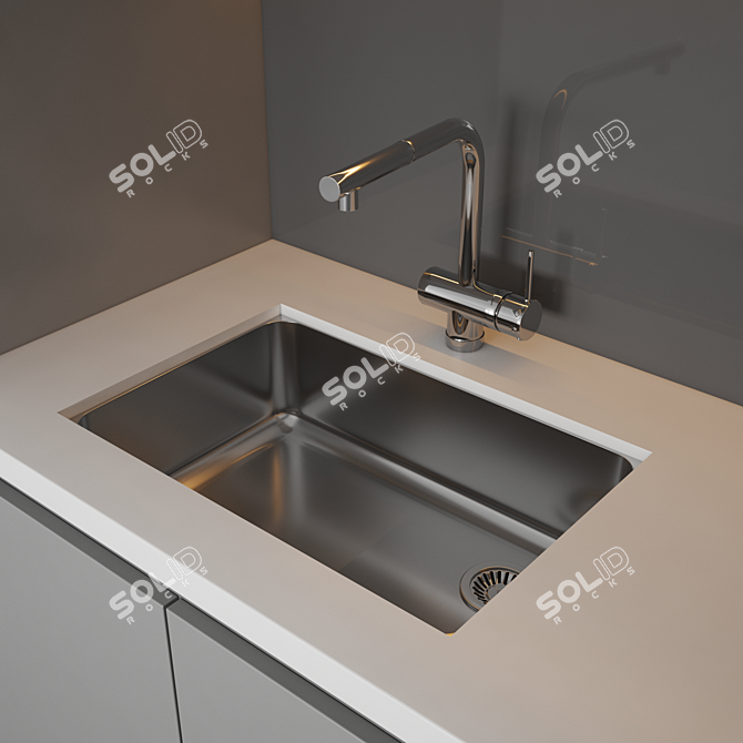 Contemporary Kitchen Set: Gas Hob, Sink, Oven, Hood 3D model image 3