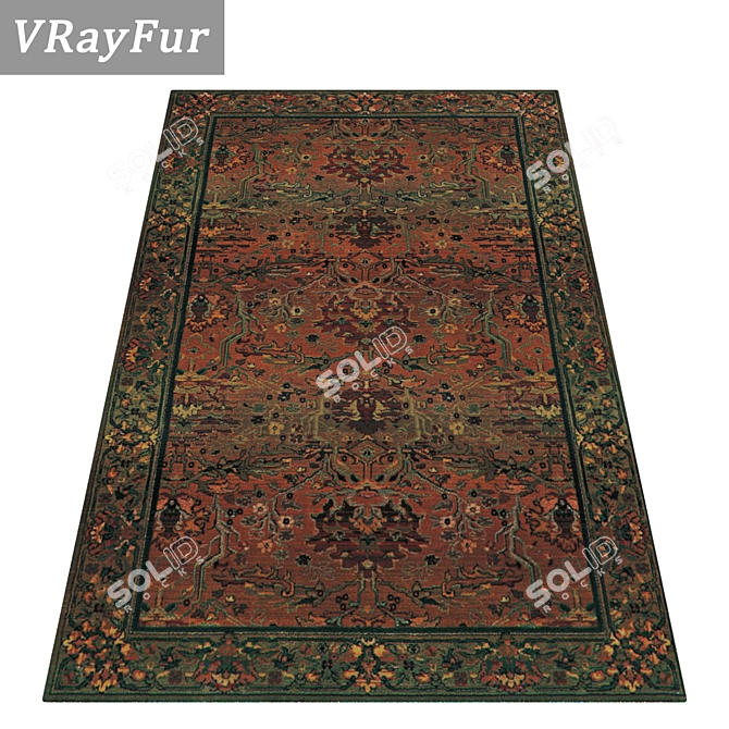 Versatile 3-Piece Carpet Set 3D model image 2