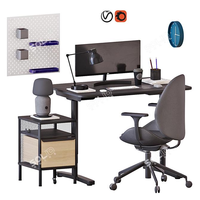IKEA BEKANT Desk Set: Versatile, Stylish, and Functional 3D model image 7