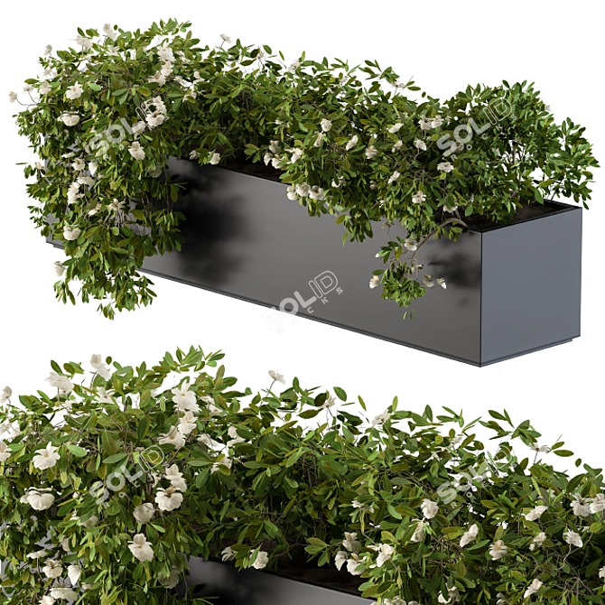 Sleek White Flower Planter 3D model image 1