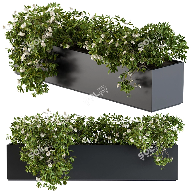 Sleek White Flower Planter 3D model image 2