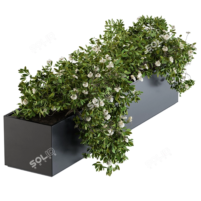 Sleek White Flower Planter 3D model image 3