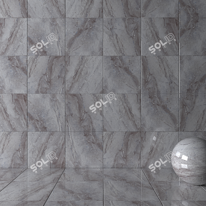 Elegant Anthracite Wall Tiles 3D model image 2