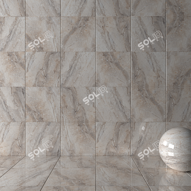 Elegant Helena Beige Wall Tiles 3D model image 2