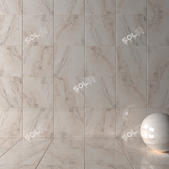 Elegant Helena Cream Wall Tiles 3D model image 2