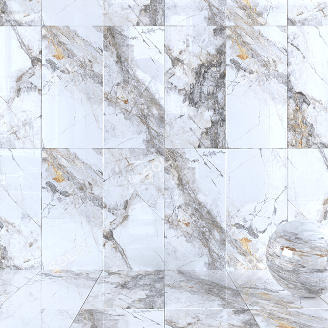 Invisible Marble Grey Wall Tiles 3D model image 1