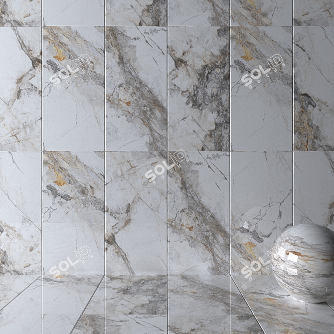 Invisible Marble Grey Wall Tiles 3D model image 2