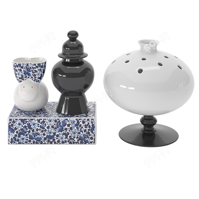 Elegant Moooi Delft Blue Vases 3D model image 2