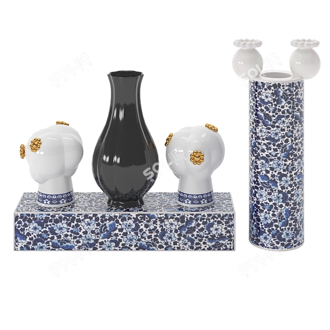 Moooi Delft Blue Vases: Exquisite Ceramic Elegance 3D model image 2