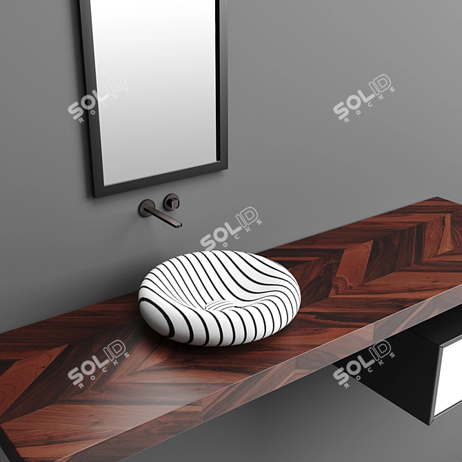 Elegant TARSIA Washbasin 3D model image 3