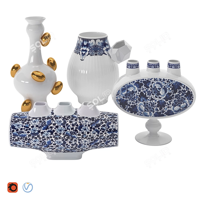 Moooi Delft Blue Vases: Timeless Elegance 3D model image 1