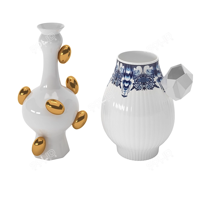 Moooi Delft Blue Vases: Timeless Elegance 3D model image 2