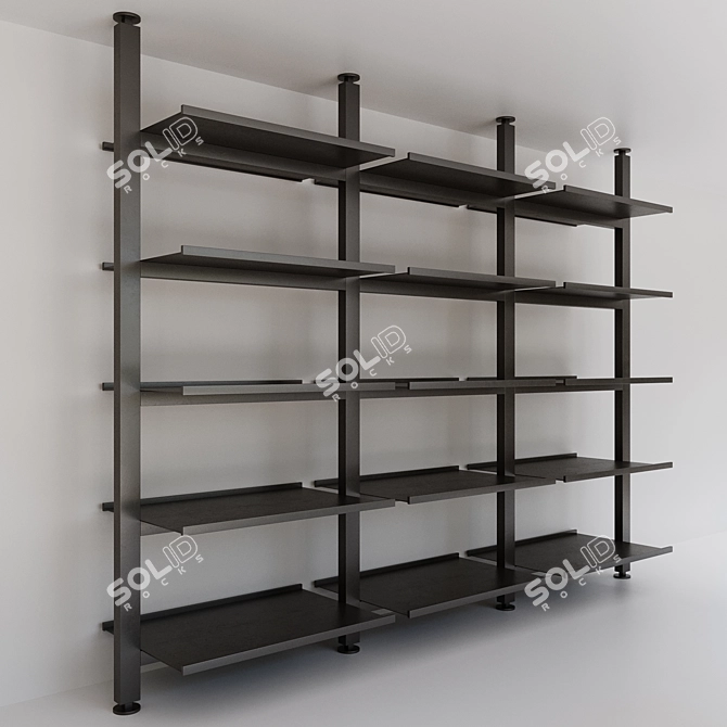 Metallic Kitchen/Living Room Shelving 3D model image 1