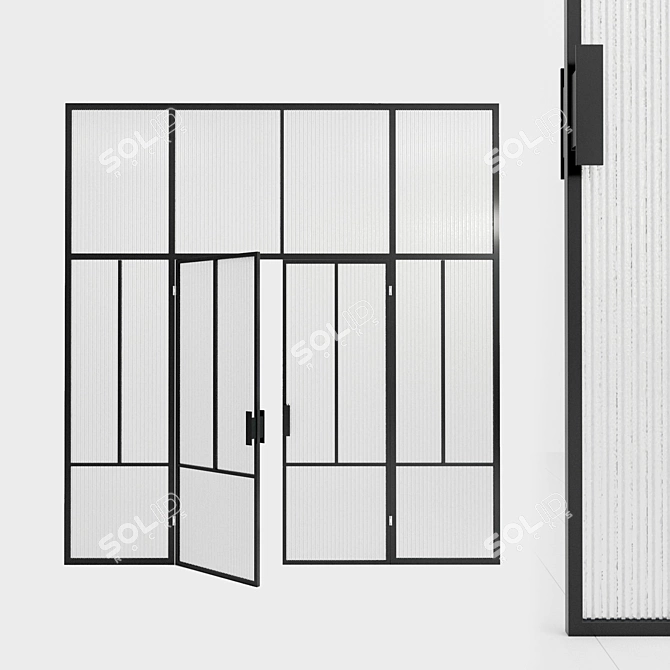 Sleek Glass Partition Door 3D model image 1