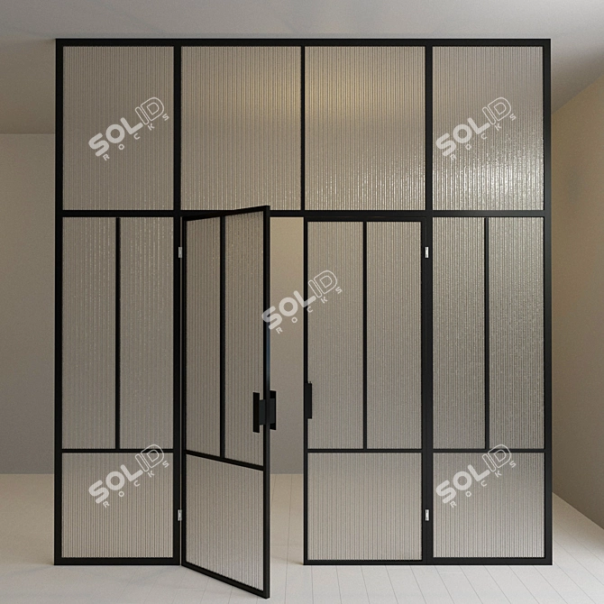 Sleek Glass Partition Door 3D model image 2