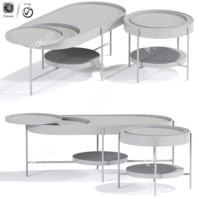Contemporary Coffee Table with Shelf Storage 3D model image 2