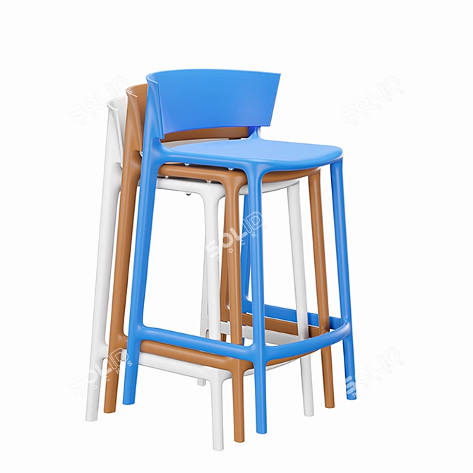 Sleek Africa Bar Stool 3D model image 4