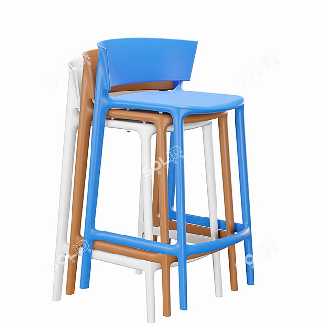 Sleek Africa Bar Stool 3D model image 7