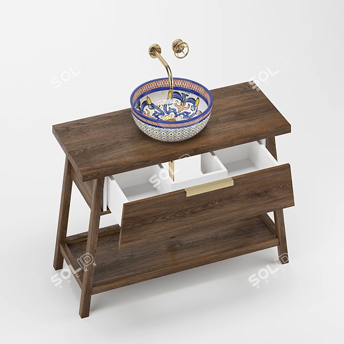 Artisan Washbasin Cabinet 3D model image 4
