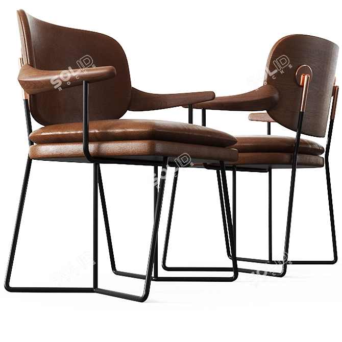 Elegant Modern Dining Chair 3D model image 2