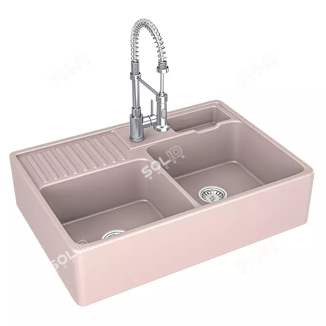 Modern Sink and Luxury Mixer 3D model image 3