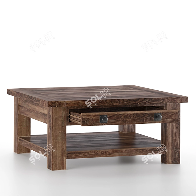 Rustic Metal Square Coffee Table 3D model image 2