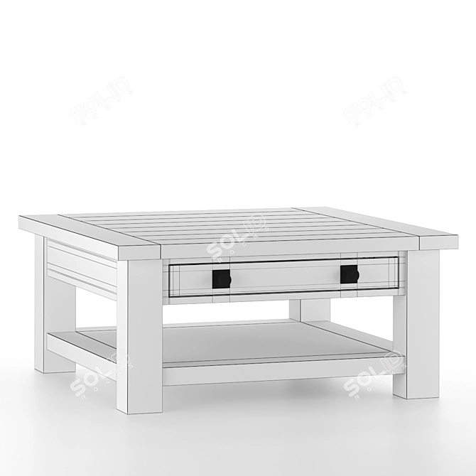 Rustic Metal Square Coffee Table 3D model image 3