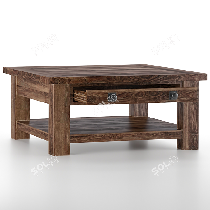 Rustic Metal Square Coffee Table 3D model image 5