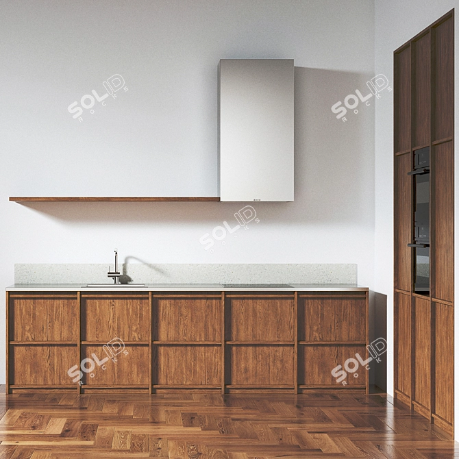 Modern Nordic Kitchen Cabinet: Export Obj, High-Quality Textures & Models 3D model image 1