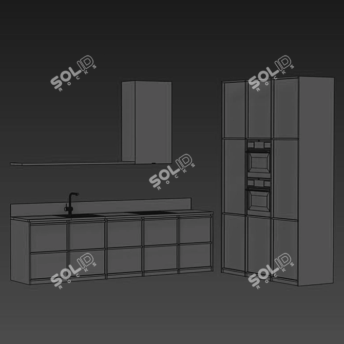 Modern Nordic Kitchen Cabinet: Export Obj, High-Quality Textures & Models 3D model image 5