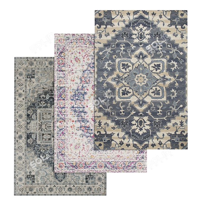 Luxury Carpet Set: High-Quality Textures 3D model image 1