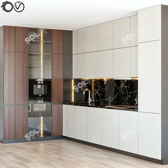 Modern Kitchen: Spacious, Stylish, and Functional 3D model image 1