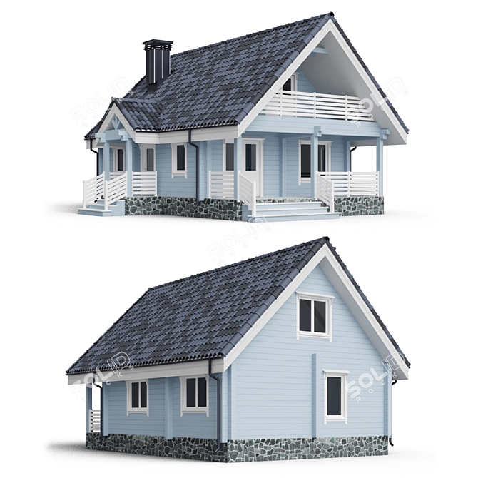 Cozy Log Cabin 3D model image 1