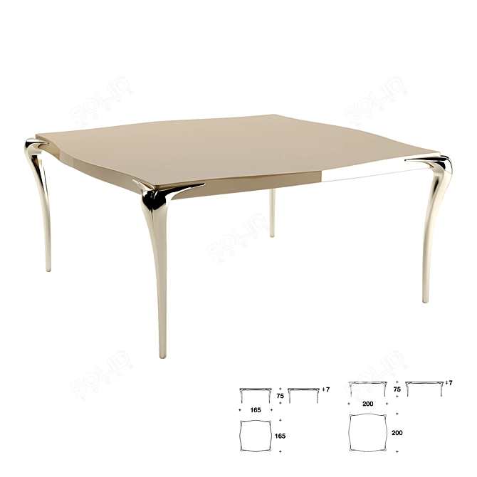 Sculpted Elegance: Contour Square Table 3D model image 3