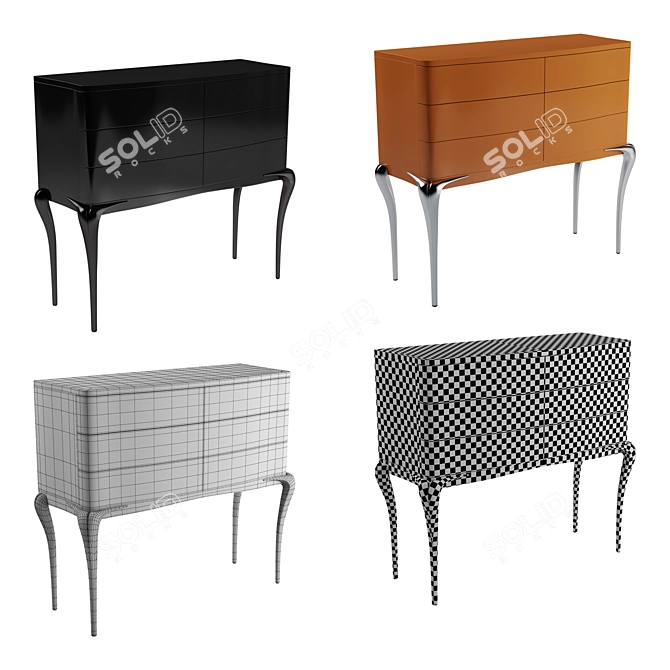 Title: Sleek Contour Drawers 3D model image 2