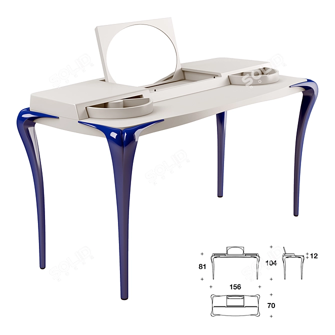 Elegant Contour Vanity Desk 3D model image 1