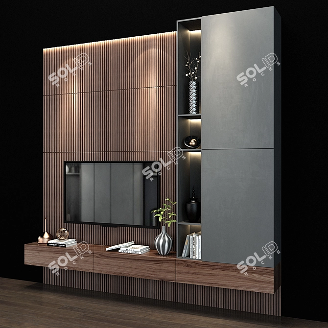 Sleek TV Wall Set 142 3D model image 2