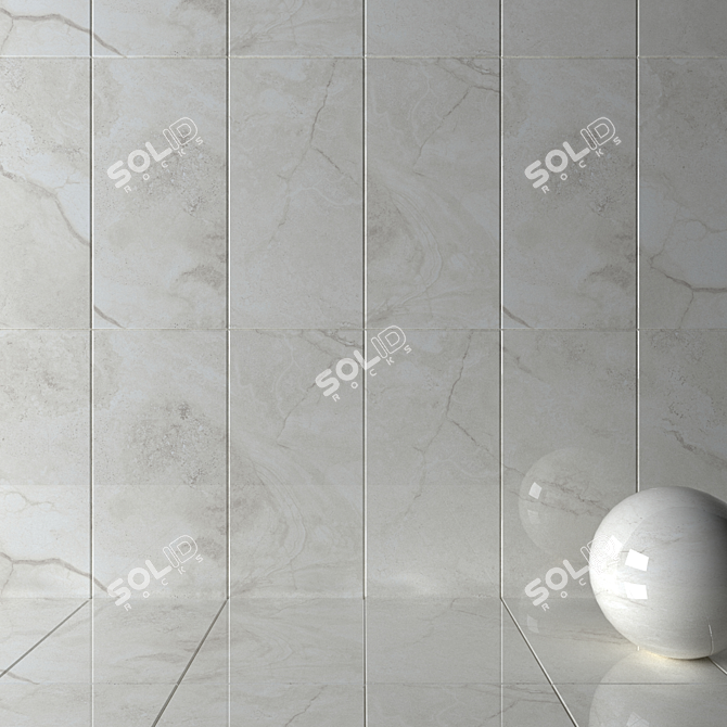 Elegant Cream Wall Tiles 3D model image 2