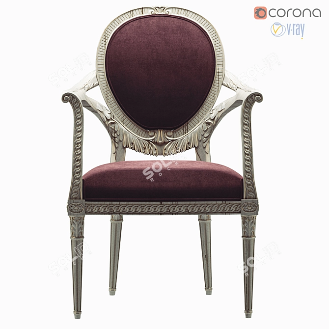 Elegant Carved Baker Armchair 3D model image 1