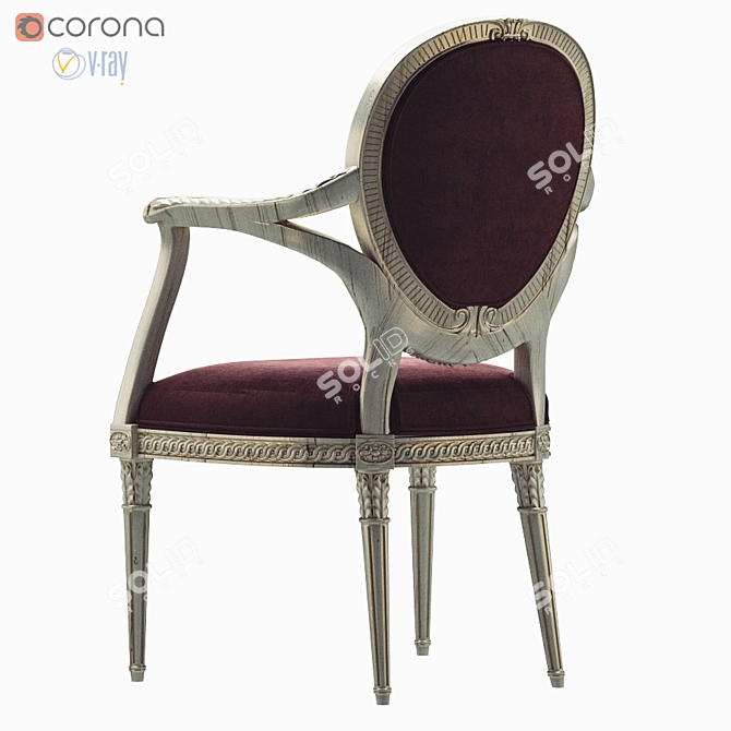 Elegant Carved Baker Armchair 3D model image 3