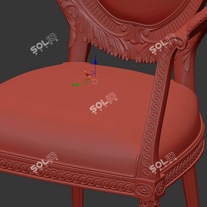 Elegant Carved Baker Armchair 3D model image 5