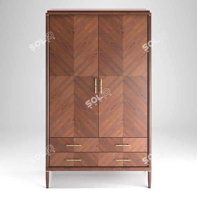 Caramel Oak Pattern Wardrobe 3D model image 2