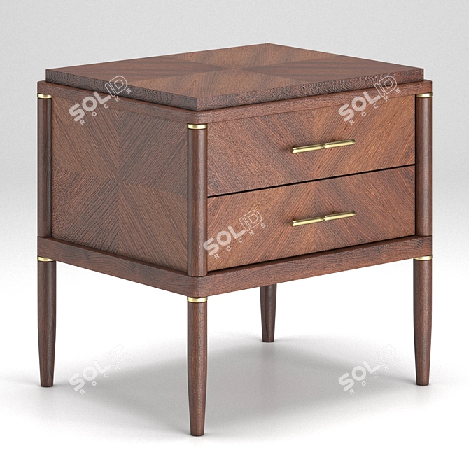 Elegant 2-Drawer Bedside Table in Caramel Oak Finish 3D model image 1