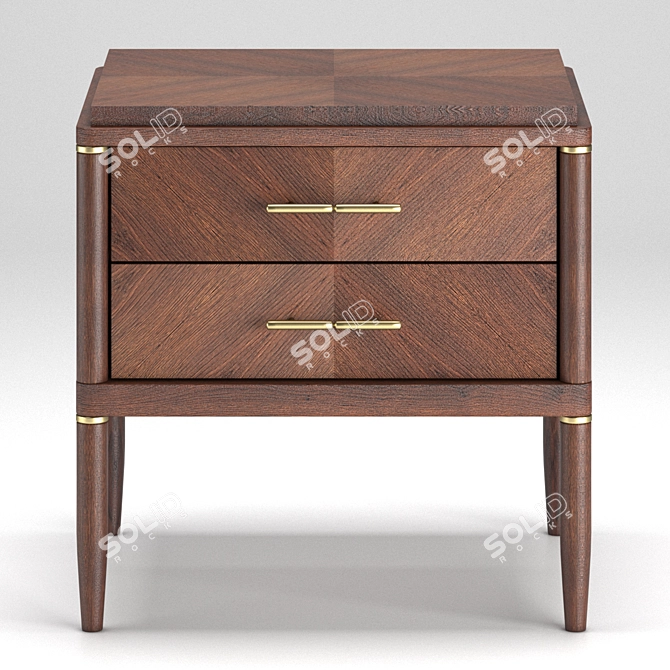 Elegant 2-Drawer Bedside Table in Caramel Oak Finish 3D model image 2