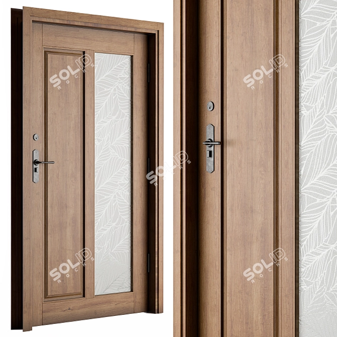 Elegant Wood Entry Door 3D model image 1