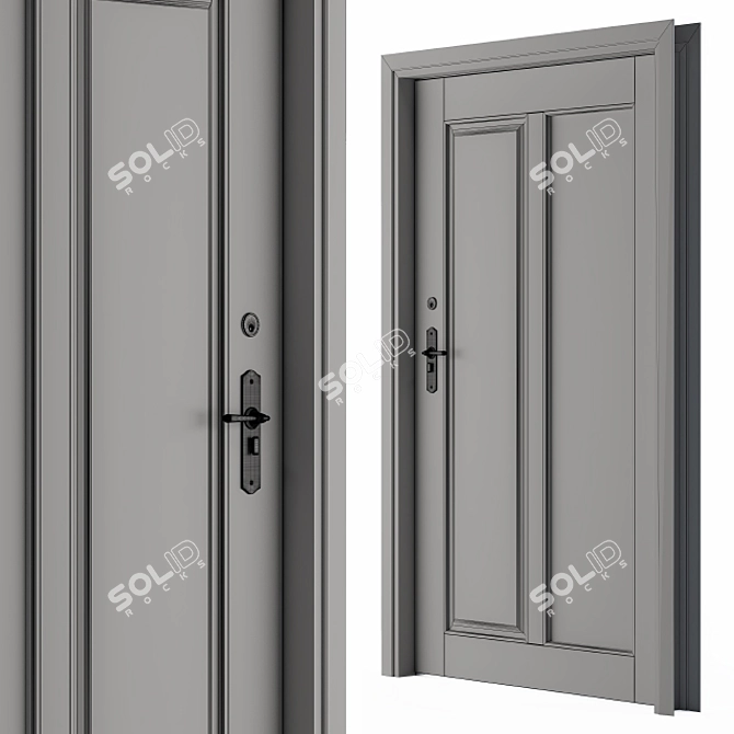 Elegant Wood Entry Door 3D model image 3